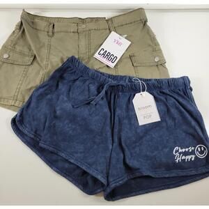 YMI Bloom Pop Girls Shorts 2-Pack Cargo Pull-On Large Navy Olive NEW Summer
